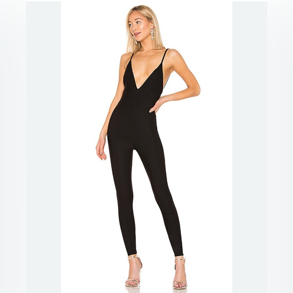 LPA Silvana Black Catsuit Jumpsuit XXS EUC Revolve Night Out